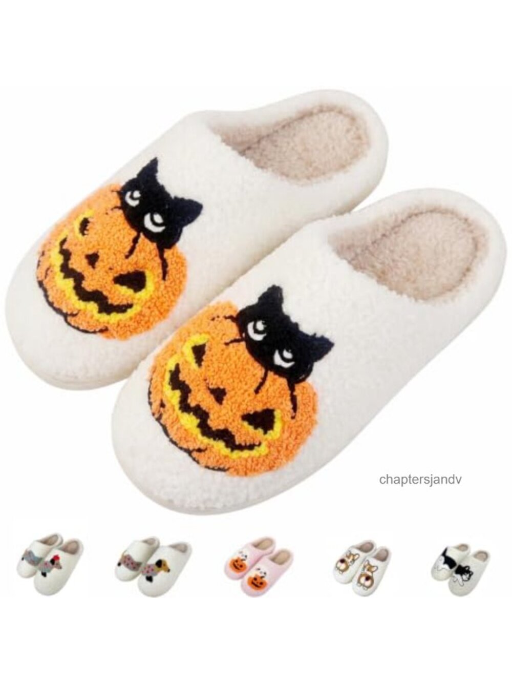 Fuzzy Sherpa Cat Dog Halloween Slippers Plush Indoor House Shoes